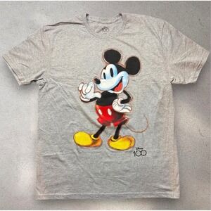 Disney 100 Mickey Mouse Graphic T-Shirt Mens‎ Large Gray 100th Anniversary Tee